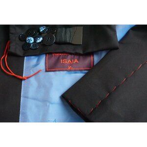 Isaia Napoli Navy Blue S160s 15.5 Micron Wool Sport Coat Jacket 56R BIG GUY NEW